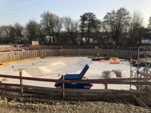 An der Baustelle des Globe ist die runde bereits zu erkennen. 